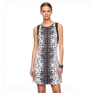 REED Black White Boa Sleeveless Sheath Dress Size Medium